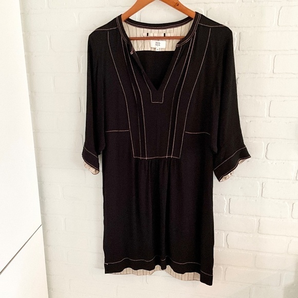 Anthropologie x Noa Noa Mini Dress Boho Relaxed fit Black Viscose Airy S - Picture 2 of 12